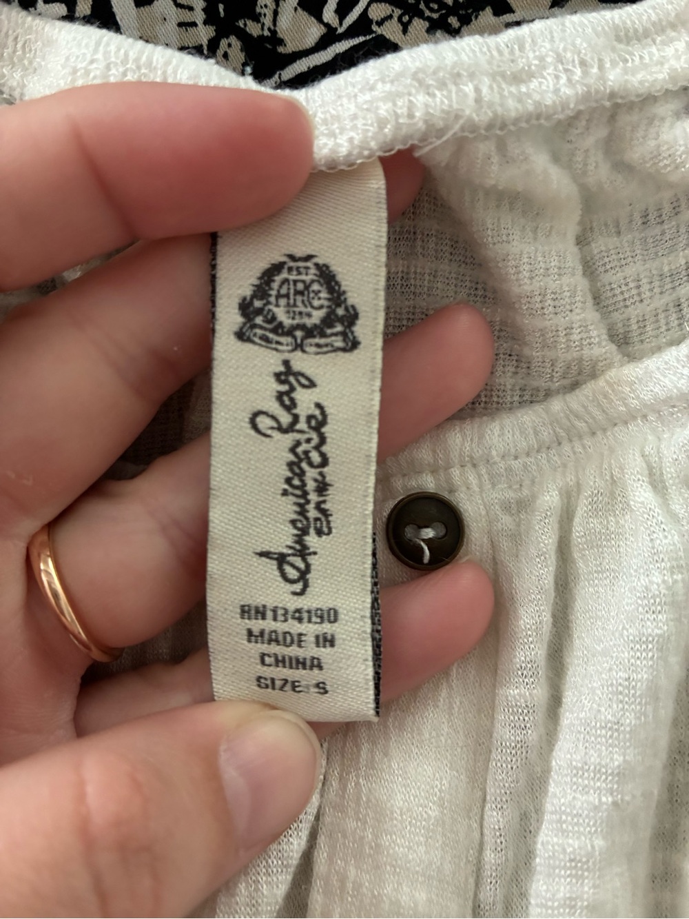 American Rag Cream Ruffle-Trim Button Front Blouse - Picture 3 of 3